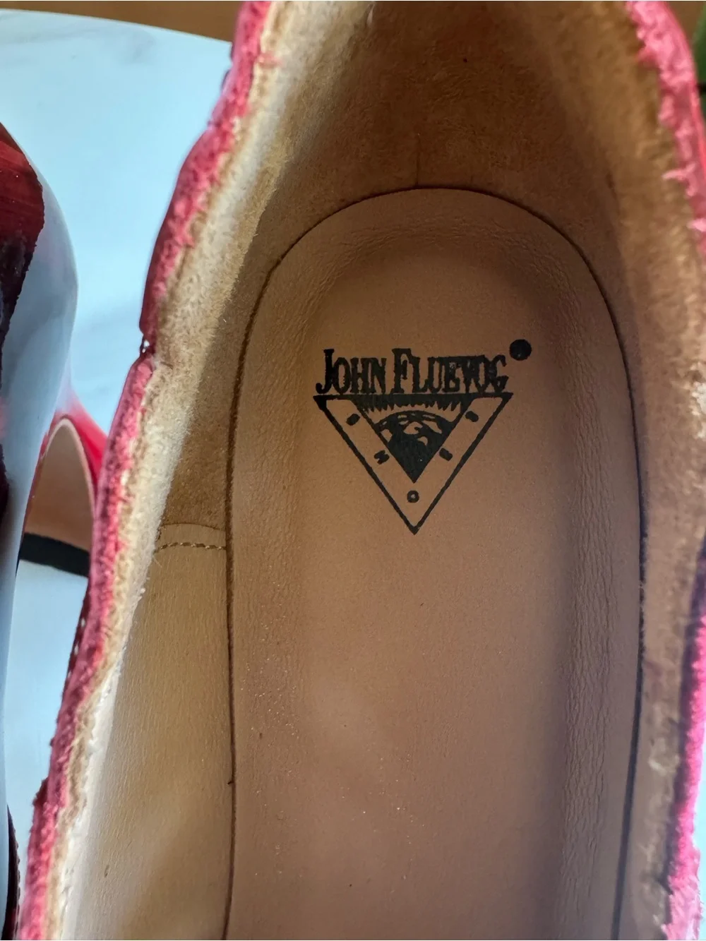 John Fluevog Emmeline Big Presence Red Mary Jane Heels Leather 6.5